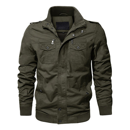 🧥 50% OFF NOW! 🔥 Men's Military Stand Collar Zipper Jacket - Durable & Weather-Resistant, Tactical Style with Multiple Pockets for Outdoor/Urban Wear 🏔️📦