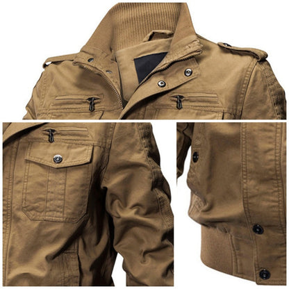 🧥 50% OFF NOW! 🔥 Men's Military Stand Collar Zipper Jacket - Durable & Weather-Resistant, Tactical Style with Multiple Pockets for Outdoor/Urban Wear 🏔️📦