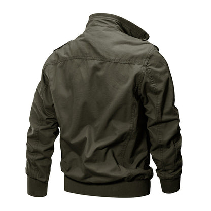 🧥 50% OFF NOW! 🔥 Men's Military Stand Collar Zipper Jacket - Durable & Weather-Resistant, Tactical Style with Multiple Pockets for Outdoor/Urban Wear 🏔️📦