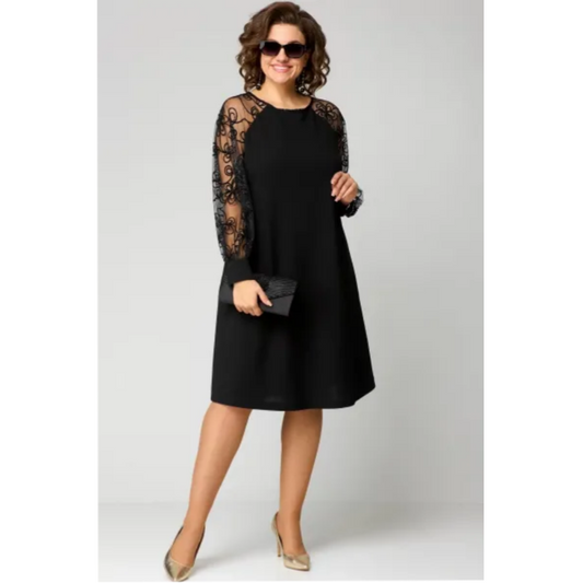 🌸Spring Specials🌸Lace Patchwork Round Neck Long Sleeve Dress