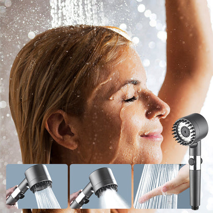 Home Essential Multi Functional High Pressure Shower, 3-Speed Massage, One-Touch Water Stop, Universal Interface, Stainless Steel Panel, Hose Holder & Filter Element