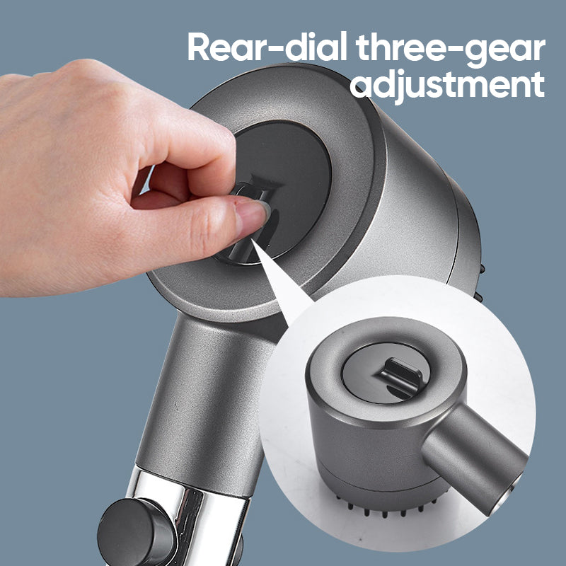 Home Essential Multi Functional High Pressure Shower, 3-Speed Massage, One-Touch Water Stop, Universal Interface, Stainless Steel Panel, Hose Holder & Filter Element