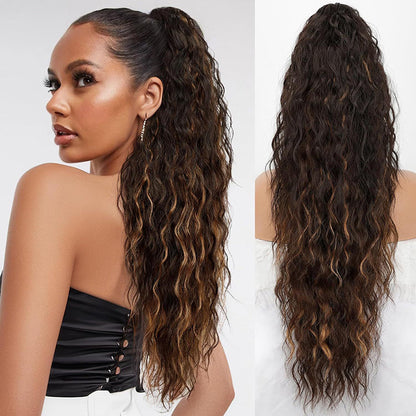 💜Curly Wavy Frizzy Hair Extension with Ponytail💜Convertible Ponytail | Human Hair Blend