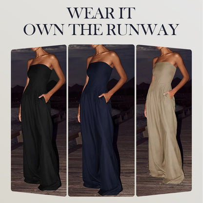✨Hot Sale✨Women's Off Shoulder Wide Leg Jumpsuit 👑 This Jumpsuit Will Make You Feel Like a Queen!