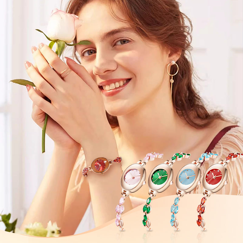 ✨Women's Colored Zircon Bracelet Watch⌚ | Included 4 Color Bands&Gift Box