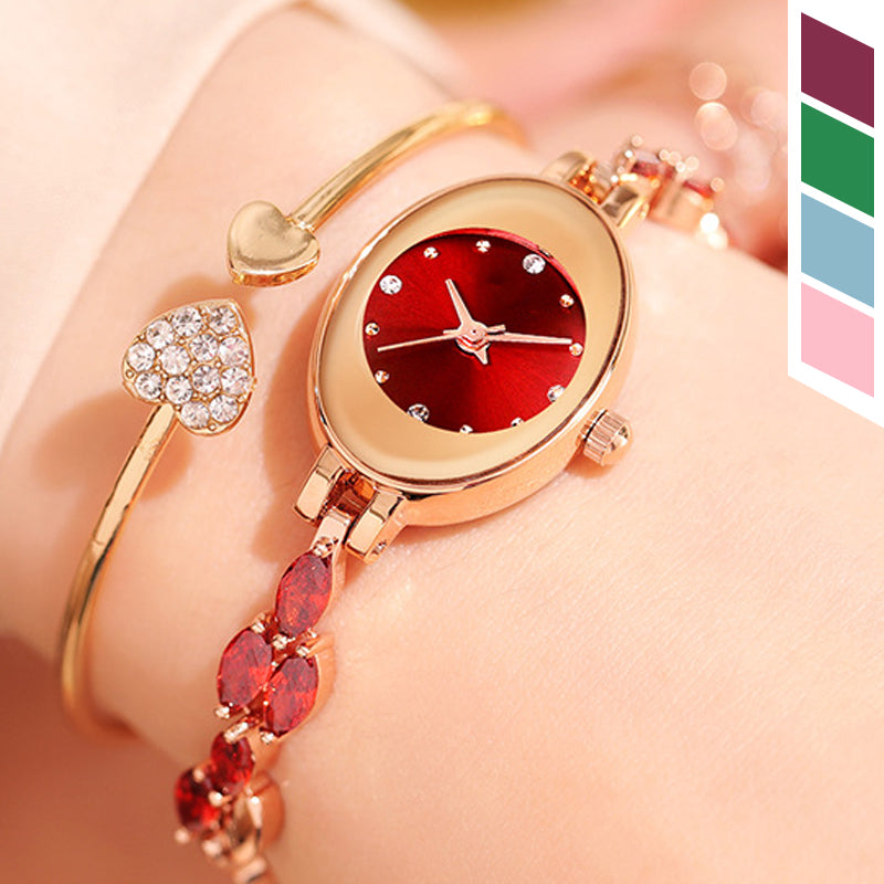 ✨Women's Colored Zircon Bracelet Watch⌚ | Included 4 Color Bands&Gift Box