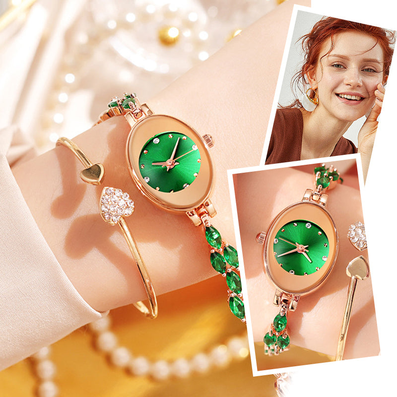 ✨Women's Colored Zircon Bracelet Watch⌚ | Included 4 Color Bands&Gift Box