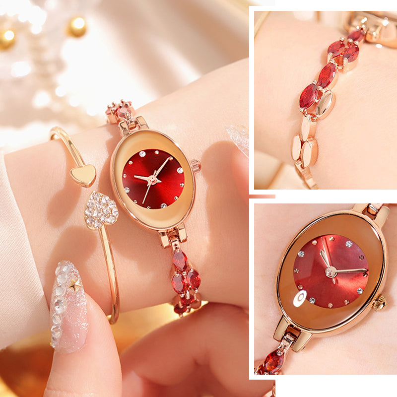 ✨Women's Colored Zircon Bracelet Watch⌚ | Included 4 Color Bands&Gift Box