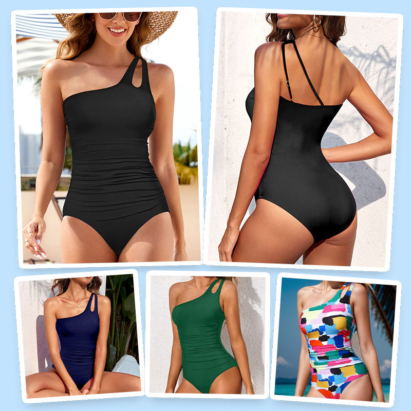 Women's Cutout One Shoulder One Piece Swimsuit - Confidence-Boosting & Curve-Hugging Design