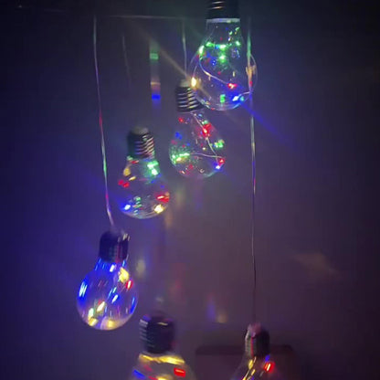 🌠2025 New design🌠💡Colorful LED Solar-Powered Light Bulb Wind Chimes🌈