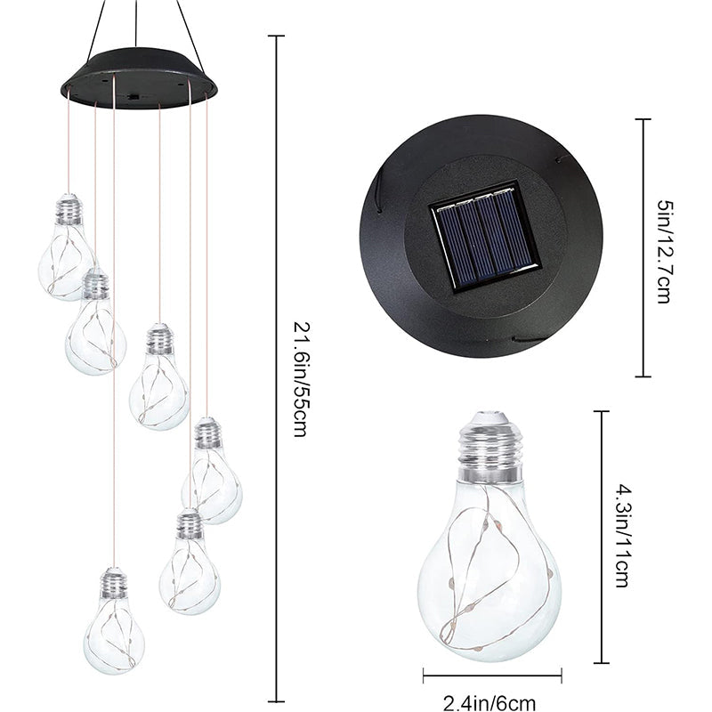 🌠2025 New design🌠💡Colorful LED Solar-Powered Light Bulb Wind Chimes🌈