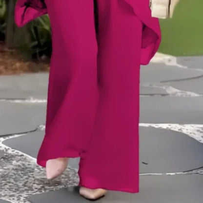 🦋【50% OFF】Charming Irregular Top & Wide Leg Pants Set🦋 | Self-Smoothing Fabric | Diagonal Seam Technology | High-Waisted Wide Leg Pants