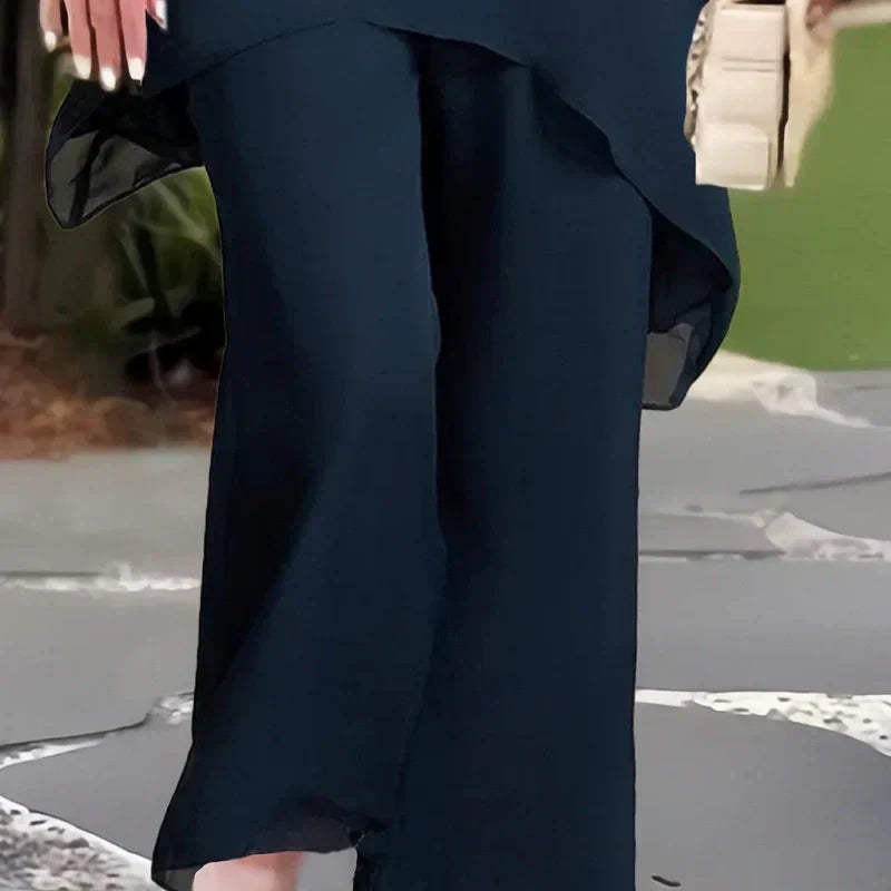 🦋【50% OFF】Charming Irregular Top & Wide Leg Pants Set🦋 | Self-Smoothing Fabric | Diagonal Seam Technology | High-Waisted Wide Leg Pants