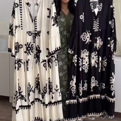 💕Limited Sale 50% OFF💕Women's Loose Fit Ruffle Hem Midi Dress | Loose Fit + Breathable Linen