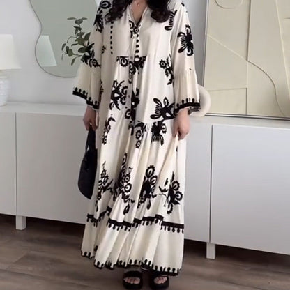 💕Limited Sale 50% OFF💕Women's Loose Fit Ruffle Hem Midi Dress | Loose Fit + Breathable Linen