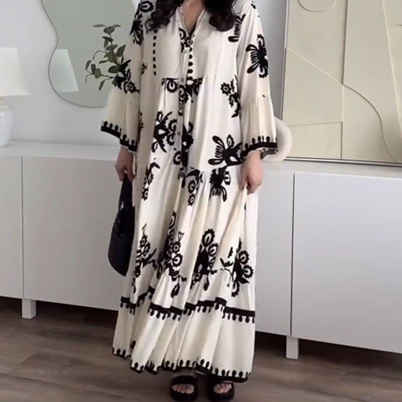 💕Limited Sale 50% OFF💕Women's Loose Fit Ruffle Hem Midi Dress | Loose Fit + Breathable Linen