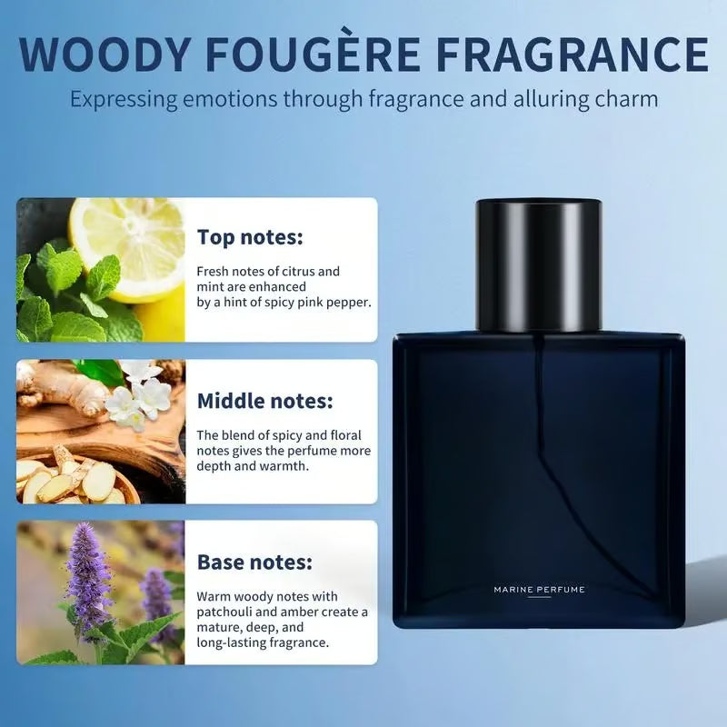 Men’s Natural Long-Lasting Marine Perfume🌊Subtle Ocean Amber Charm Fragrance - A Choice for Magnetic Nights🌌