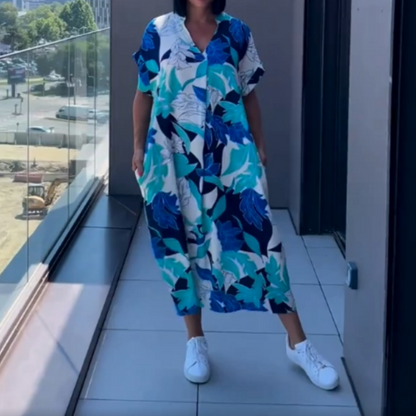 🌸Women's Casual Elegant Printed V-Neck Dress🌸 | Empire Waist Design | Breathable Chiffon