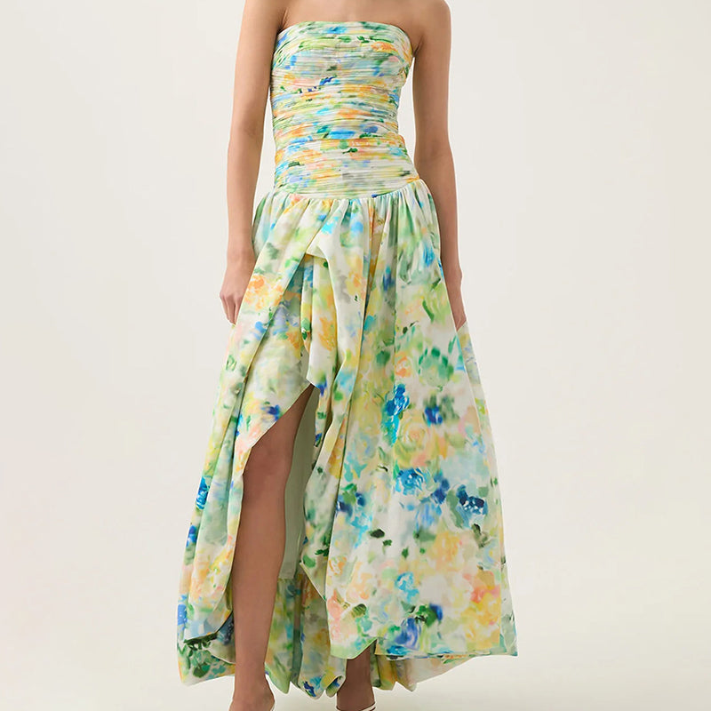 ✨New Arrival✨Floral Off-Shoulder Bubble Hem Maxi Dress | Light And Graceful