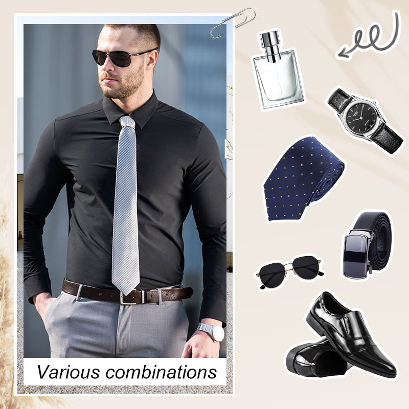 ✨Limited Time 50% Discount✨Men's Silky Wrinkle Resistant Solid Color Stretch Shirt👔