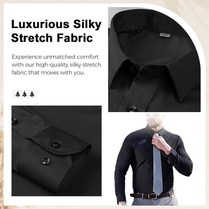 ✨Limited Time 50% Discount✨Men's Silky Wrinkle Resistant Solid Color Stretch Shirt👔