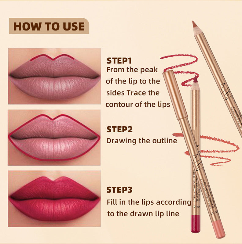 👄12-Color Smudge-Proof Lip Liner Pencil Set