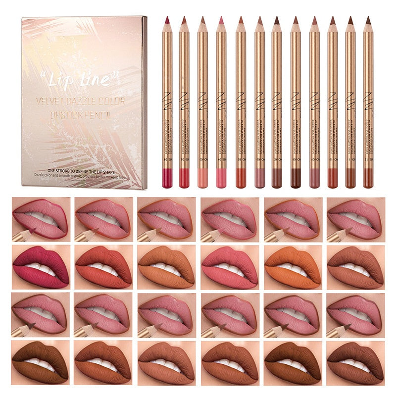 👄12-Color Smudge-Proof Lip Liner Pencil Set