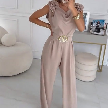 ✨Women's Floral-Embellished Sleeveless Jumpsuit