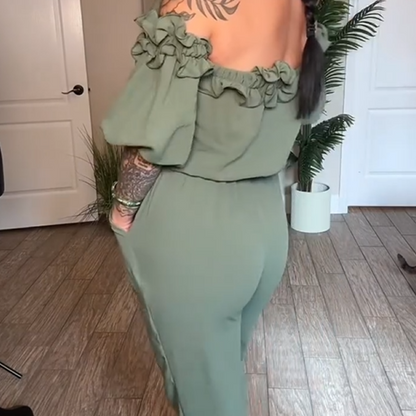 🔥Hot Sale 50% Off🔥Off-The-Shoulder Ruffle Jumpsuit