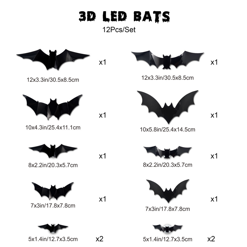 🎃Halloween 50% Off🎃36-Pack 3D Lighted Bats (Stick-On, LED Glow, Multi-Color) — Instant Wall Flock for Indoor/Outdoor