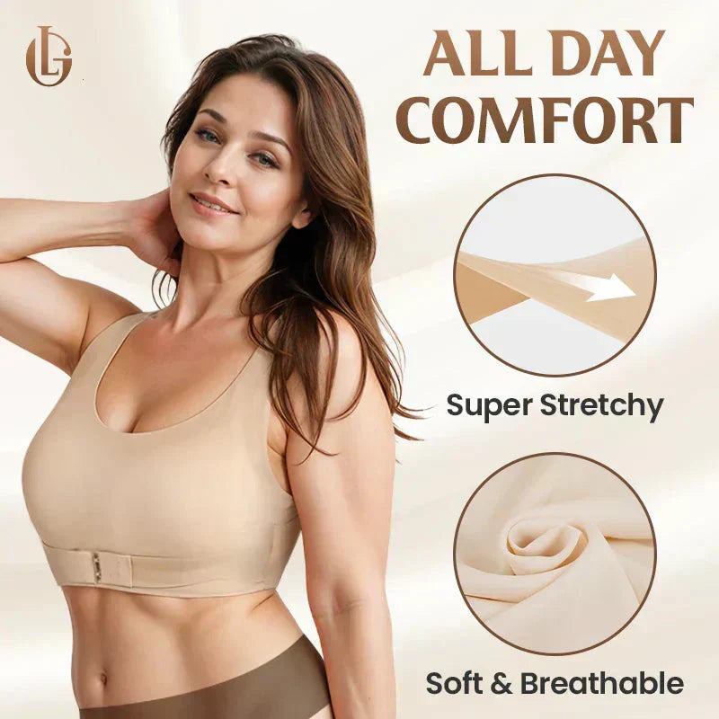 ⏰Front Closure Cross-Back Wireless Posture Bra