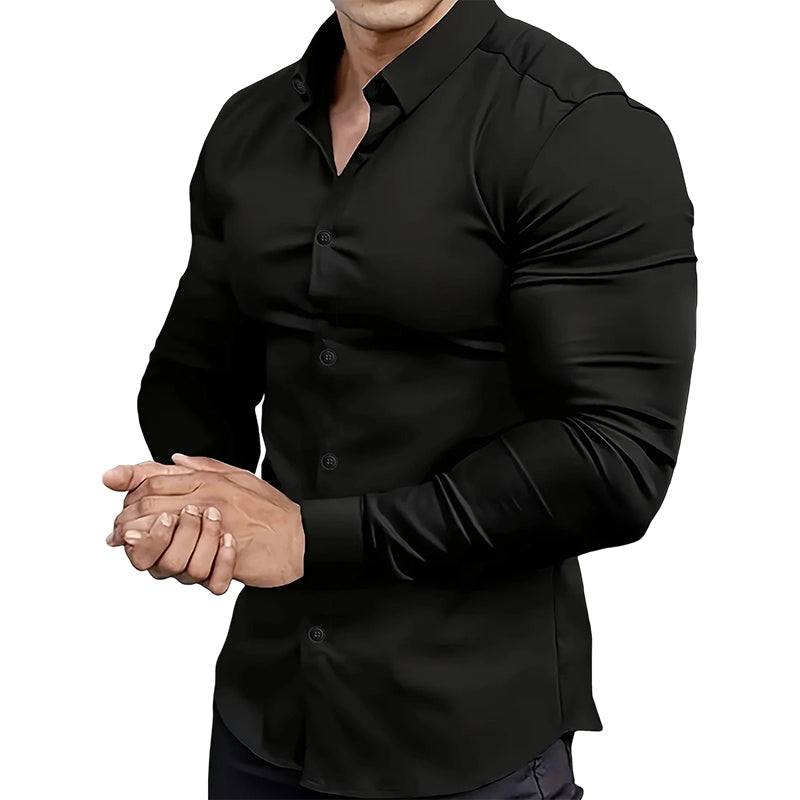 🔥Last Day Sale 50% Off🔥Men's Solid Color Lapel Long Sleeve Button-Down Shirts