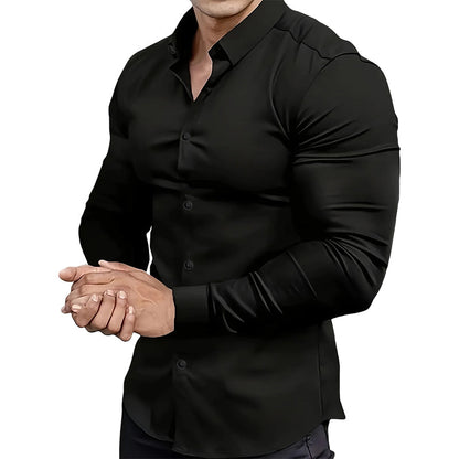 🔥Last Day Sale 50% Off🔥Men's Solid Color Lapel Long Sleeve Button-Down Shirts