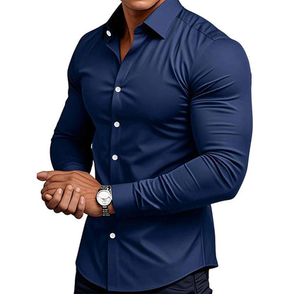 🔥Last Day Sale 50% Off🔥Men's Solid Color Lapel Long Sleeve Button-Down Shirts
