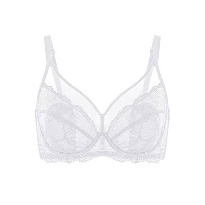 💞50K+ SOLD!👙HSIA Enchante Floral Lace Plus Size Underwire Unlined Unpadded Minimizer Full Coverage Bra Women's Wear Comfortable Breathable Mesh Cup