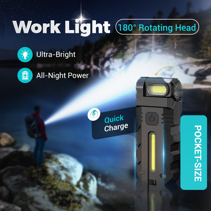 🥳2026 HOT SALE🥳💞50K+ SOLD!👴🛠️ 50% OFF! 180° Rotating LED Work Light – Magnetic base, hands-free & rechargeable. Bright light for DIY, car & home repairs. 🔦⚡