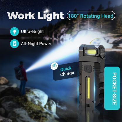 🥳2026 HOT SALE🥳💞50K+ SOLD!👴🛠️ 50% OFF! 180° Rotating LED Work Light – Magnetic base, hands-free & rechargeable. Bright light for DIY, car & home repairs. 🔦⚡