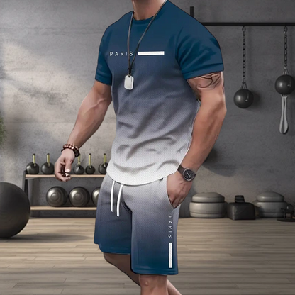 🏖️Summer Cool Deal: ONLY ￡19.99!!😎Men's Gradient Color T-Shirt & Shorts Set