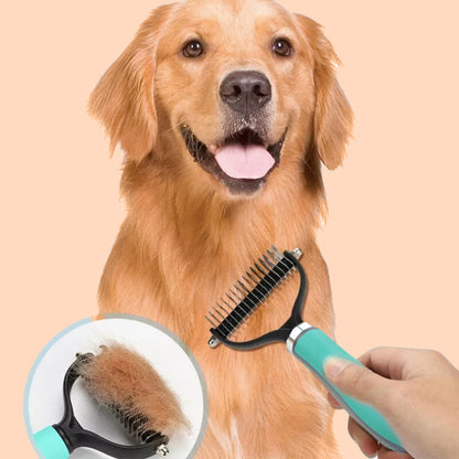 🐕  Last Day Special Price £12.99 !  🐈 Double-Sided Deshedding Pet Grooming Brush – Dual-Sided Design, Ergonomic Handle & Gentle Grooming ✨