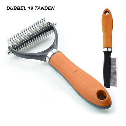 🐕  Last Day Special Price £12.99 !  🐈 Double-Sided Deshedding Pet Grooming Brush – Dual-Sided Design, Ergonomic Handle & Gentle Grooming ✨