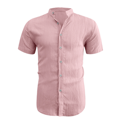 ⏳LAST DAY SALE 50% OFF🔥 Men's Summer Stand Collar Short Sleeve Shirt – Breathable Material, Modern Fit & Ideal for Casual or Work 💼
