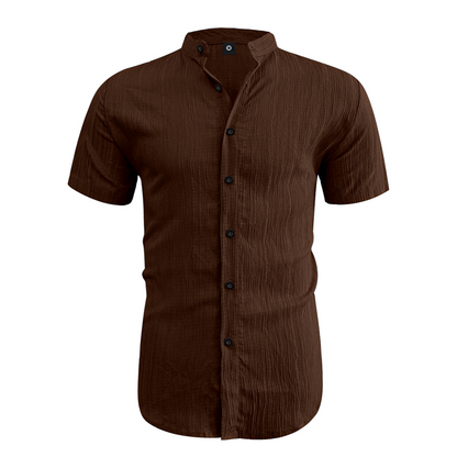 ⏳LAST DAY SALE 50% OFF🔥 Men's Summer Stand Collar Short Sleeve Shirt – Breathable Material, Modern Fit & Ideal for Casual or Work 💼