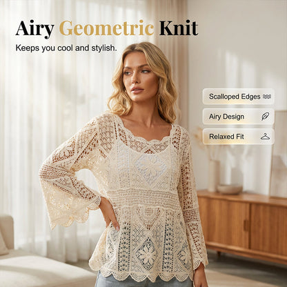 🥳2026 HOT SALE🥳Women's Vintage-Inspired Lace Cover-Up Blouse
