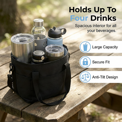 🔥4-Cup Drink Carrier Tote with Shoulder Strap