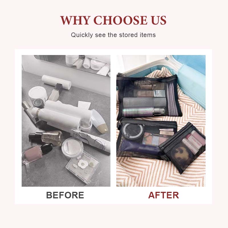 Portable Mesh Cosmetics Storage Bag