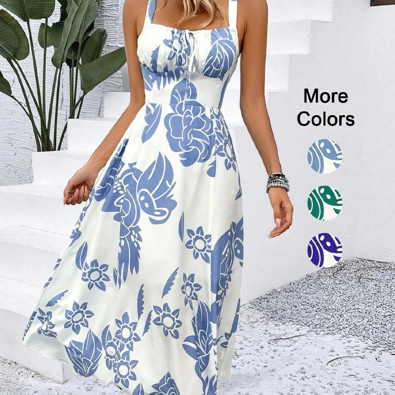 🥳2026 HOT SALE🥳Women's Floral Print Spaghetti Strap Dress