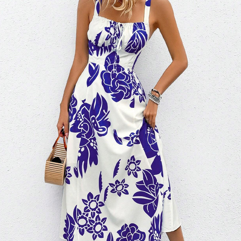 🥳2026 HOT SALE🥳Women's Floral Print Spaghetti Strap Dress