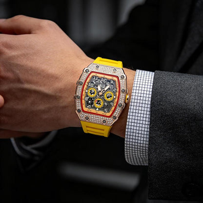 ⌚Men's Luxury barrel-shaped watch Rhinestone Embellished Watch