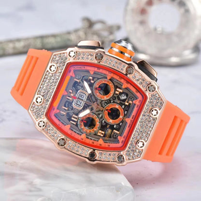 ⌚Men's Luxury barrel-shaped watch Rhinestone Embellished Watch