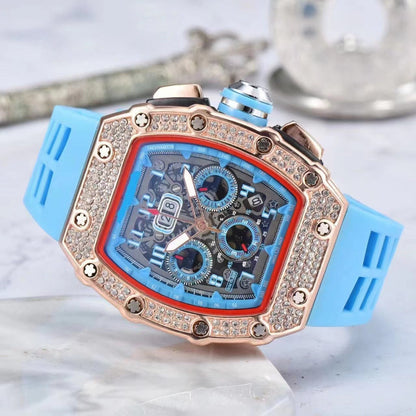 ⌚Men's Luxury barrel-shaped watch Rhinestone Embellished Watch